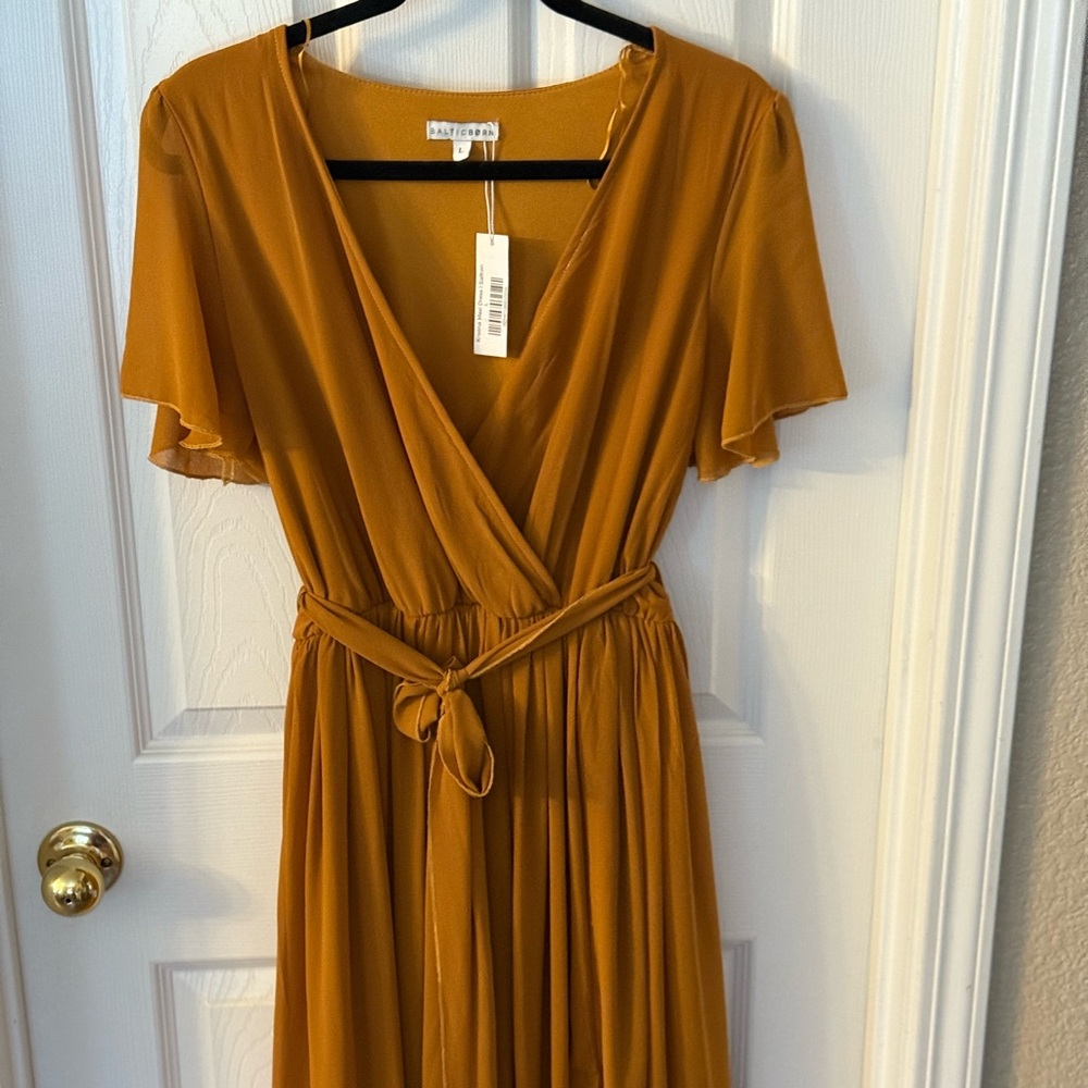 Baltic Born Mustard/Gold Wrap Maxi Dress - Picture 2 of 13